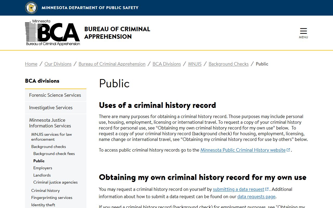 Dakota County criminal records BCA public background checks