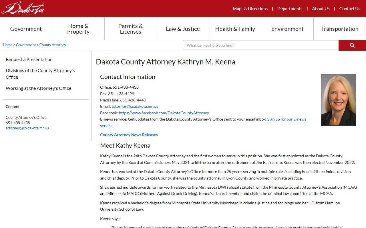 Dakota County criminal records county attorney