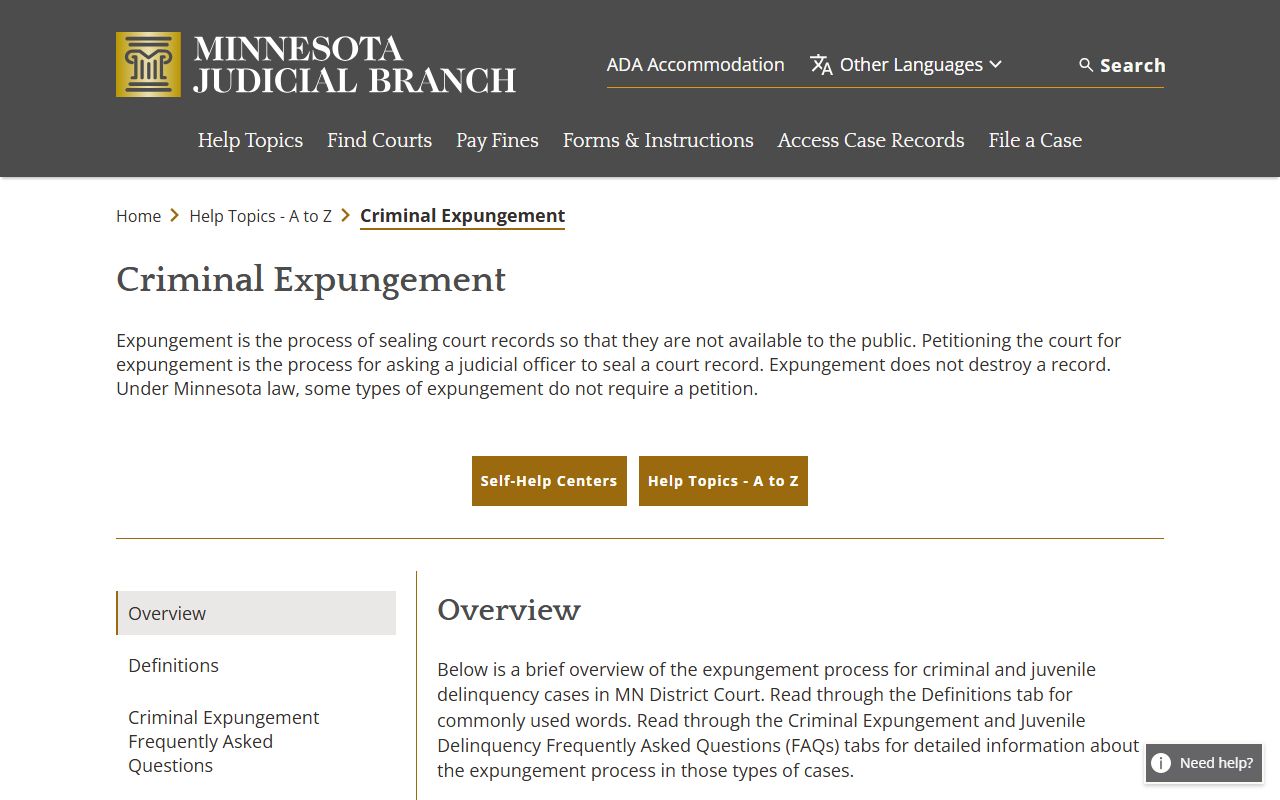 Dakota County criminal records expungement help