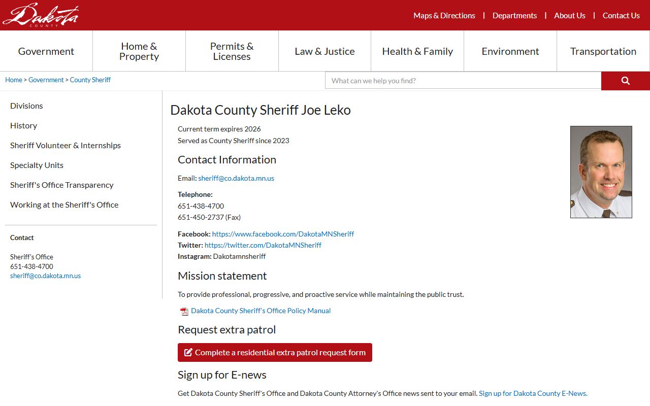 Dakota County jail inmate search Sheriff's office