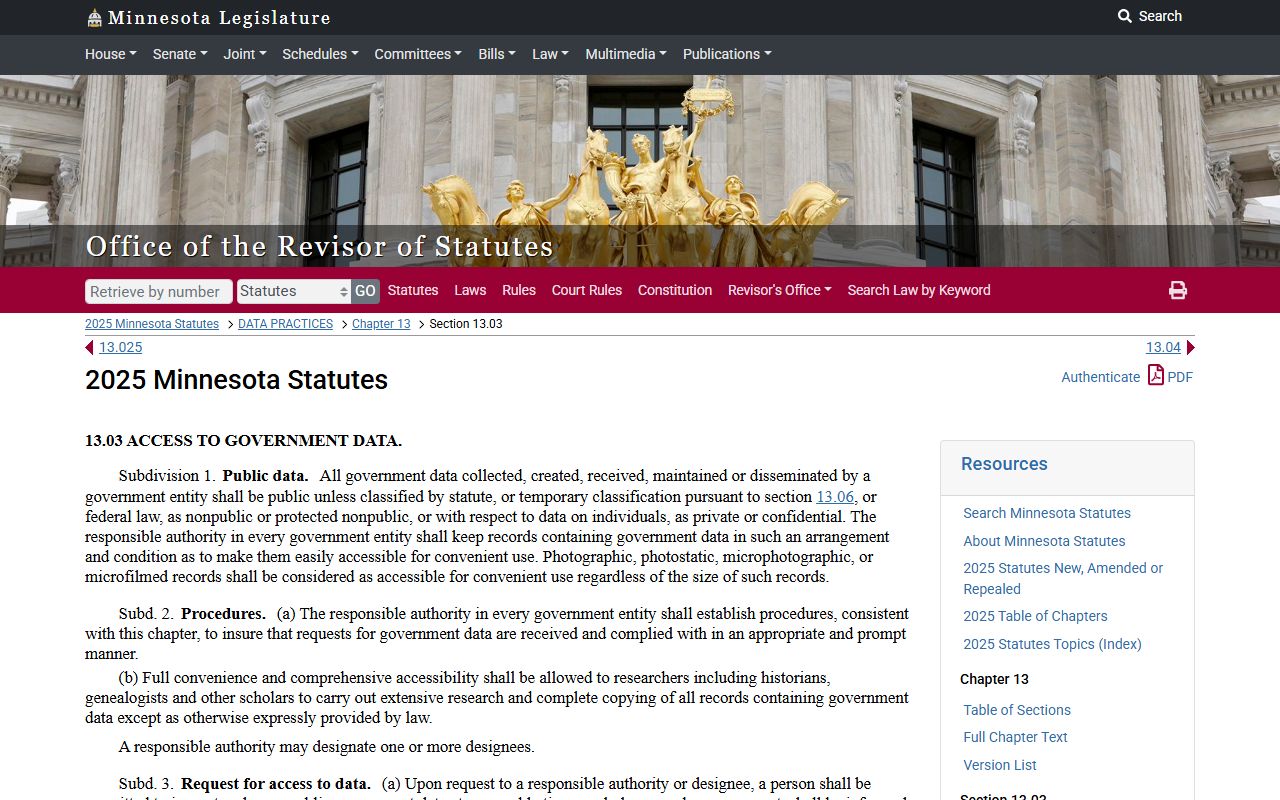 Dakota County public records access to government data statute