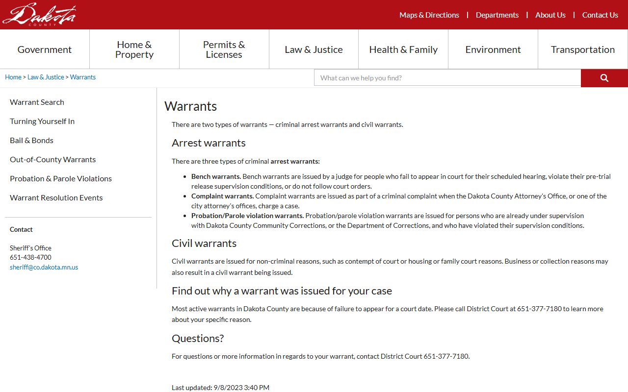 Dakota County warrant search overview